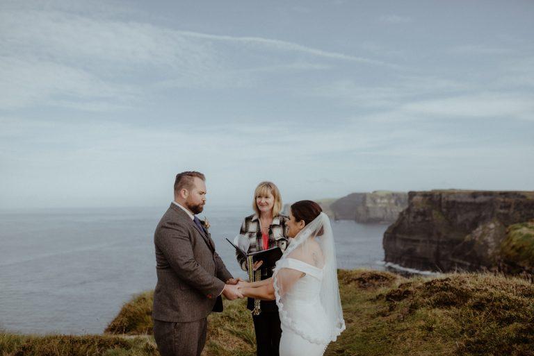 A Celebrant doing an Irish Elopement Wedding on an Irish landscape